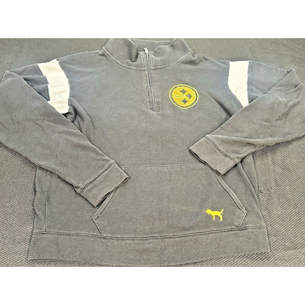 PINK NFL Pittsburgh Steelers Quarter Zip Pullover Top Small Steel Curtain